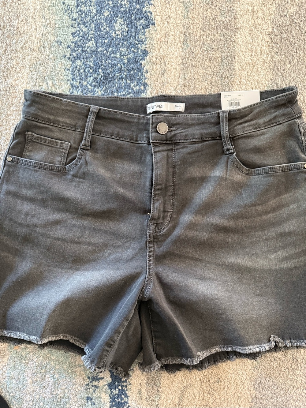 Nine West Women's Charcoal Frayed Hem Denim Shorts